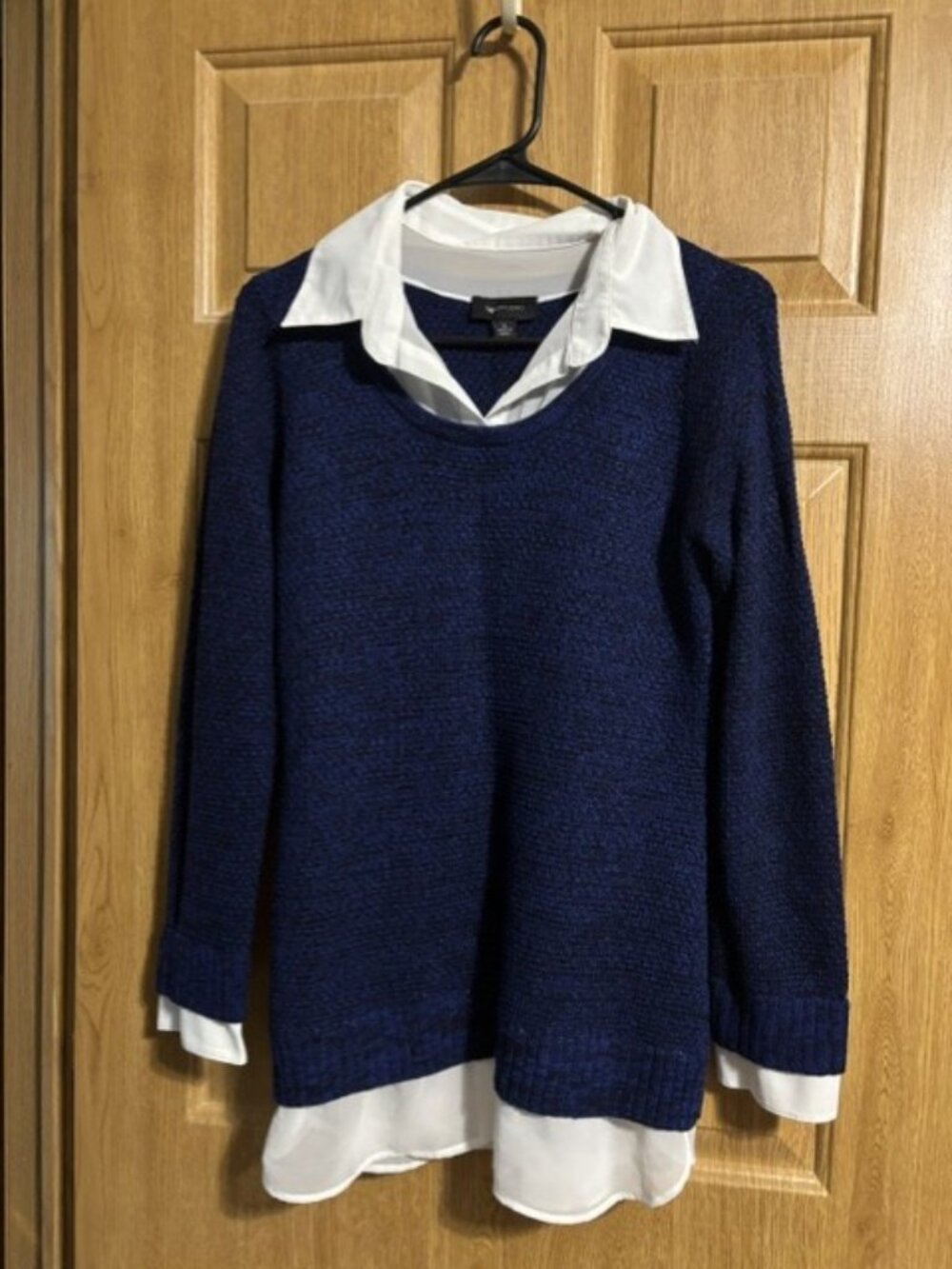 AB Studio Mock Layer Blue Sweater Large AB Studio Mock Layer Blue Sweater Large